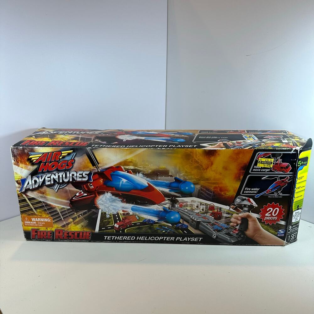 NEW Air Hogs Adventures Fire Rescue Tethered Helicopter Playset 2012 Spin Master